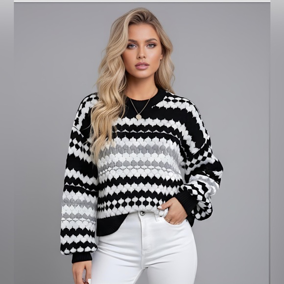 Oversized Cozy Color Block Drop Shoulder Sweater - Picture 1 of 6